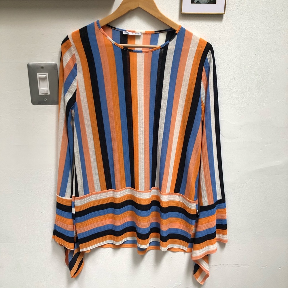 NWOT Striped Zara Bell Sleeve Blouse